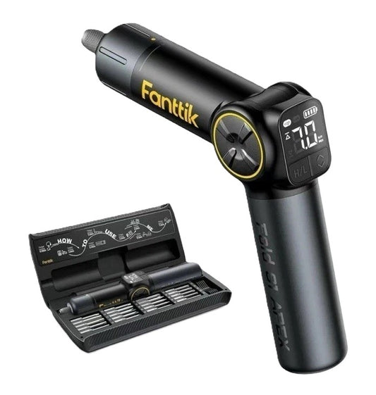Fanttik S1 APEX Electric Screwdriver, Pivot Handle Screwdriver, Max 7N.m High Torque, 2 Speed Options, 1/4''Hex, Screen Interaction, Tech Tool for DIY Enthusiasts-Basic Edition